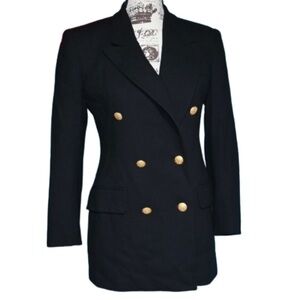 𝅺Jones New York Petite 100% Wool Luxury Black Timeless Classic Peacoat Size 2P